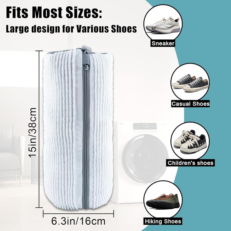 CNEYSID XXL Shoe Washing Machine Bag - 2-Pack Reusable Shoes Cleaning Bags, 360° Deep Clean for Tennis Shoes, Sneakers and Slippers, Includes 2 Shoe Storage Dust Bags (White) - Image 4